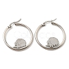 Non-Tarnish 304 Stainless Steel Hedgehog Beaded Hoop Earrings EJEW-F320-02P-1