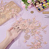 2Pcs Flower Polyester with Plastic Pearl Embroidery Sew on Cloth Patches PATC-HY0002-03A-4