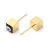 Long-Lasting Plated Cube with Enamel Evil Eye Stud Earring EJEW-E272-01G-02-2