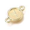 Brass Disc with Initial Links Connector Charms KK-E802-36G-Y-2