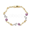Brass Micro Pave Cubic Zirconia Link Chain Bracelets for Women BJEW-C156-04B-01GP-4