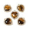 Natural Tiger Eye Faceted Heart Pendants G-I382-03G-03-1