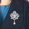 4Pcs 4 Style Rhinestone Flower Brooch Pins JEWB-AN0001-04-4