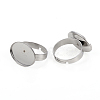 Non-Tarnish Adjustable 201 Stainless Steel Finger Rings Components STAS-I149-12P-2