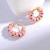 Enamel Striped Thick Hoop Earrings JE1110H-3