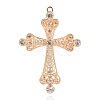 Golden Plated Alloy Rhinestone Cross Big Pendants RB-J109-01G-1