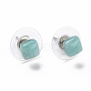 Natural Amazonite Ear Studs EJEW-K091-01P-05-2