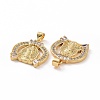 Brass Micro Pave Clear Cubic Zirconia Pendants ZIRC-F135-23G-3
