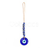 Flat Round with Evil Eye Glass Pendant Decorations EVIL-PW0002-04L-1