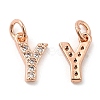 Brass Micro Pave Grade AAA Cubic Zirconia Charms ZIRC-P067-11RG-Y-NR-2