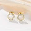 Brass Micro Pave Clear Cubic Zirconia Stud Earrings EJEW-M076-01G-01-1