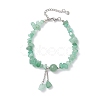Natural Green Aventurine Chip Beaded Charm Bracelets for Women BJEW-JB12296-03-2