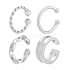 4Pcs 4 Styles 925 Sterling Silver Cuff Earrings EJEW-PH0001-38P-6