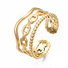 304 Stainless Steel Cable Chain Open Cuff Ring RJEW-T023-40G-3
