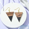 Resin & Walnut Wood Triangle Dangle Earrings EJEW-JE05505-05-2