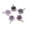 Natural Amethyst Round Pendants G-M440-04F-P-1