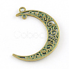 Moon Zinc Alloy Hollow  2-Loop Link Pendants PALLOY-R065-088-FF-2