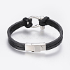 Men's Leather Cord Multi-strand Bracelets BJEW-P198-12-2