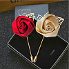60Pcs Leaf Stainless Steel Round Tray Stick Lapel Pins JEWB-SC0001-75C-7