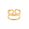 Ion Plating(IP) 304 Stainless Steel Double Line Open Cuff Ring for Women RJEW-S405-189G-1
