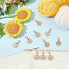 10Pcs 10 Style Flower with Number Wood Pendant Locking Stitch Markers HJEW-AB00644-4