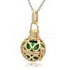 Golden Tone Brass Hollow Round Cage Pendants KK-J235-07G-2