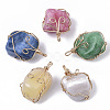 Dyed Natural White Jade Wire Wrapped Pendants G-N326-15-1