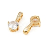 Brass Micro Pave Clear Cubic Zirconia Charms KK-B137-21G-02-2
