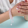 Natural  Rose Quartz Braided Bead Bracelet BJEW-SW00001-08-5