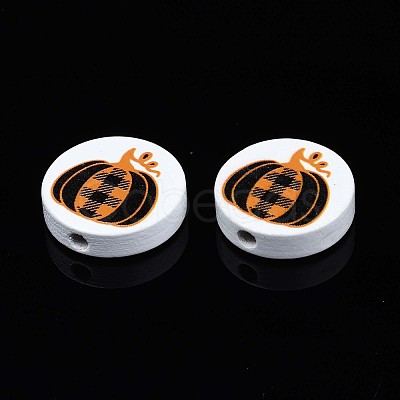 Autumn Theme Printed Natural Wood Beads WOOD-T021-89-1