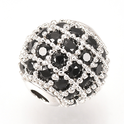 Brass Micro Pave Cubic Zirconia Beads ZIRC-Q013-10mm-143P-1