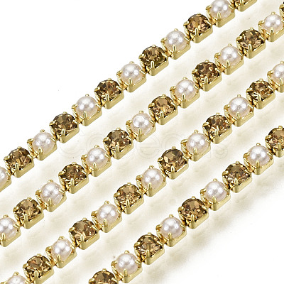 Brass Rhinestone Strass Chains CHC-N017-001A-A01-1