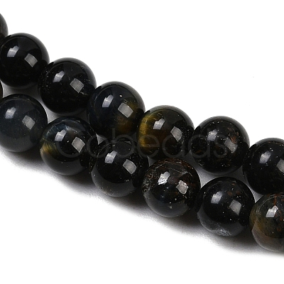 Natural Yellow Blue Tiger Eye(Dyed & Heated) Bead Strands G-P230-07-6mm-AB-01-1