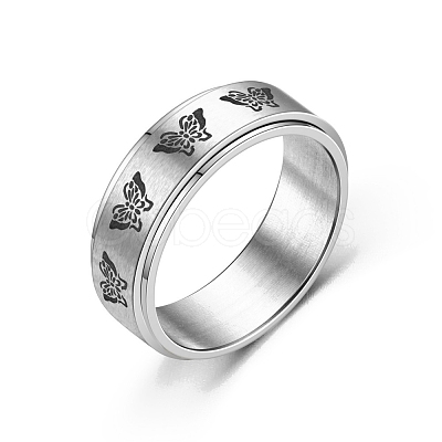 Rotating 201 Stainless Steel Anxiety Relief Rings for Women Men PW-WG4928D-05-1