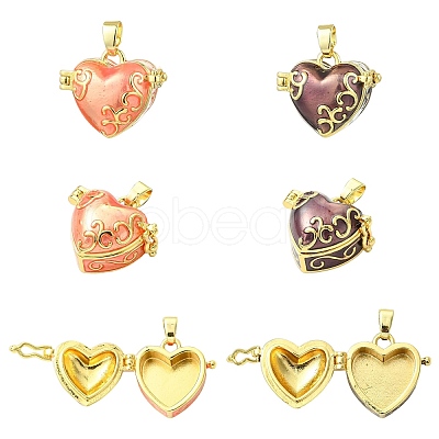 6Pcs 2 Colors Brass Enamel Prayer Box Pendants KK-CJ0005-80-1