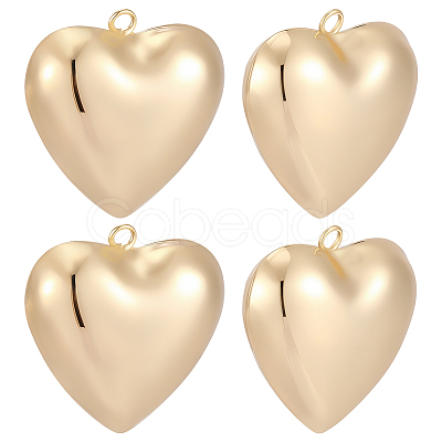 5Pcs Heart Brass Pendants KK-BBC0025-58C-1
