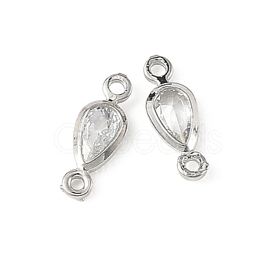 SHEGRACE Brass Pave Clear Cubic Zirconia Teardrop Connector Charms XGRQ2O189-449P-1