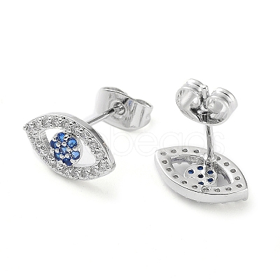 Brass Micro Pave Cubic Zirconia Stud Earrings EJEW-P247-02P-1