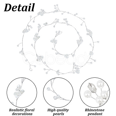 1Pc Wedding Bridal Flower Pearl Headband Hair Vine OHAR-GO0001-07-1