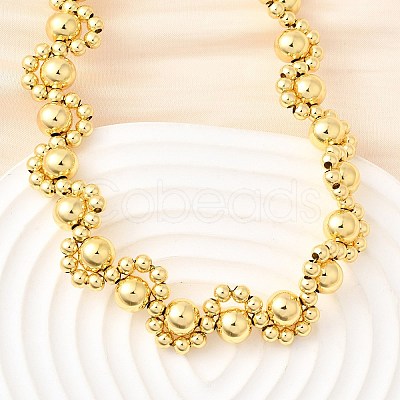 Brass Round Beaded Necklaces NJEW-D314-06G-1