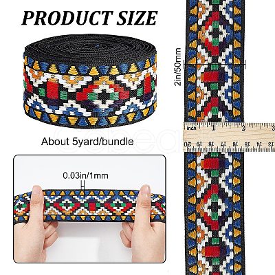 Gorgecraft 5 Yards Ethnic Style Embroidery Polycotton Ribbons OCOR-GF0001-95-1