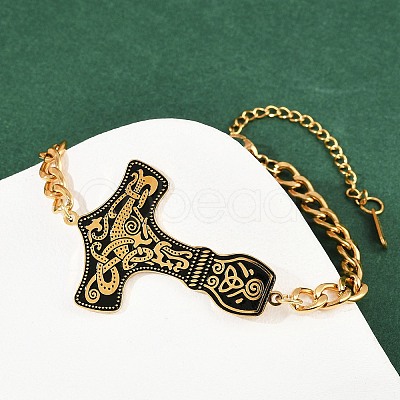 304 Stainless Steel Enamel Link Bracelets LS-BJEW-P356-01B-G-1