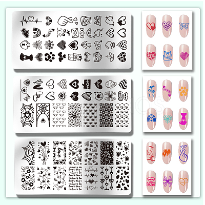 Stainless Steel DIY Nail Art Templates MRMJ-WH0092-095-1