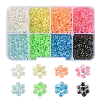 3600Pcs 8 Color Luminous Transparent Glass Seed Beads SEED-YW0001-83-1