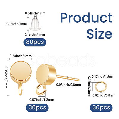 Brass Stud Earring Findings KK-CN0003-42G-1