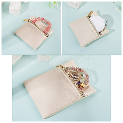 2Pcs 2 Styles Rectangle Square PU Leather Jewelry Gift Zipper Bags ABAG-TADJ0001-01B-1