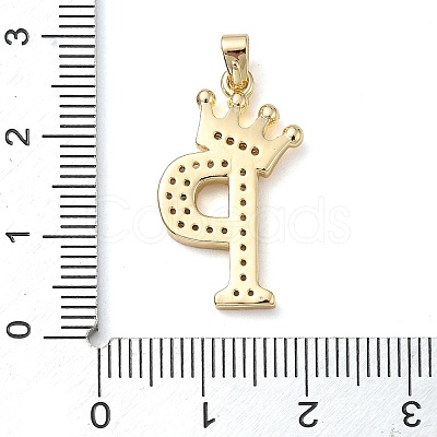 Rack Plating Brass Micro Pave Cubic Zirconia Pendants KK-D535-01P-RS-1