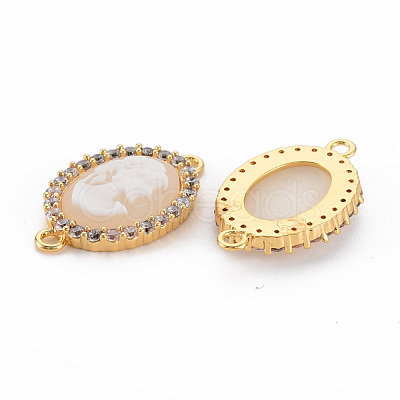 Brass Clear Cubic Zirconia Links Connectors KK-N233-120C-NF-1