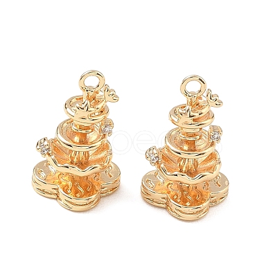 Brass Micro Pave Clear Cubic Zirconia Pendants KK-K351-68G-1