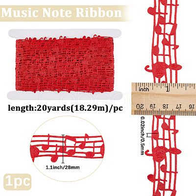 20 Yards Polyester Musical Note Lace Trim Ribbon OCOR-GF0004-44G-1